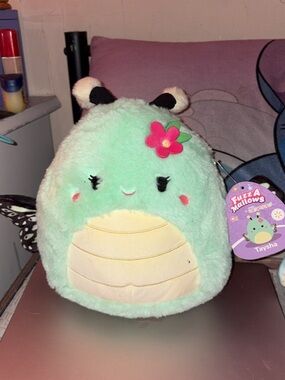 Squishmallows Mint Green Taysha Plush with Pink Flower